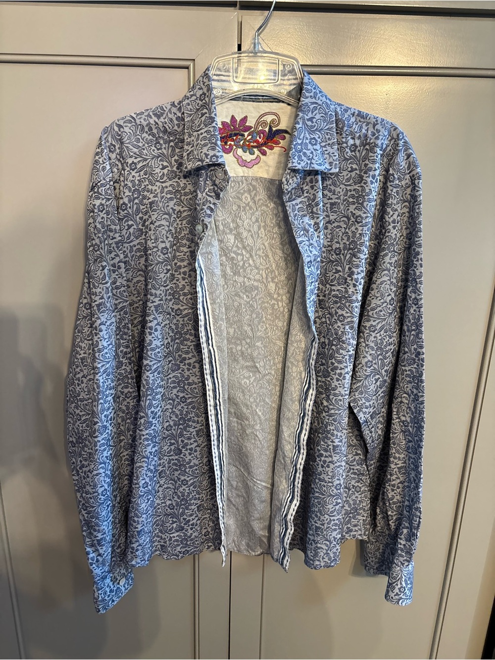 Robert Graham Blue Paisley Button-Up Shirt Lg